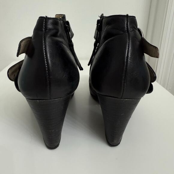 Miz Mooz Dale Mary Jane Heels Ankle Booties Faux Leather Black Embroidered Sz 9 - Picture 8 of 8